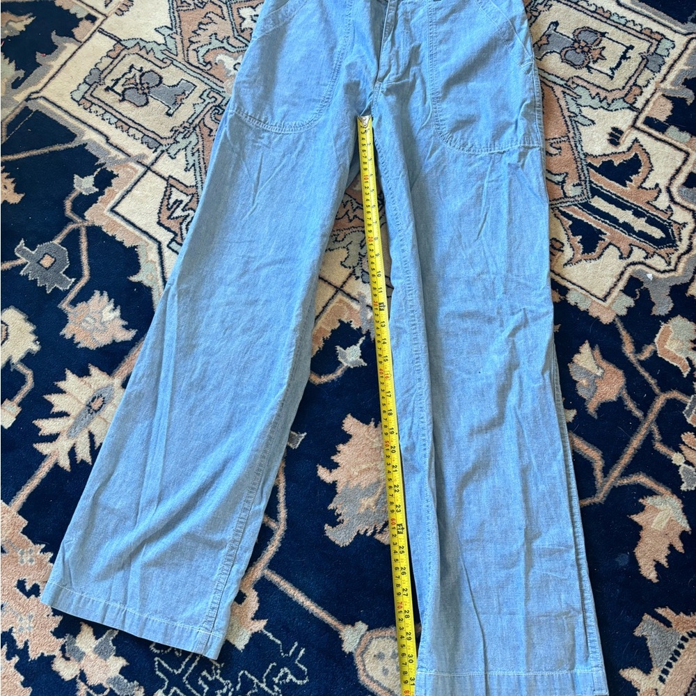 Vintage Polo by Ralph Lauren Chambray Cotton wide leg trousers, size 32 - Picture 9 of 11
